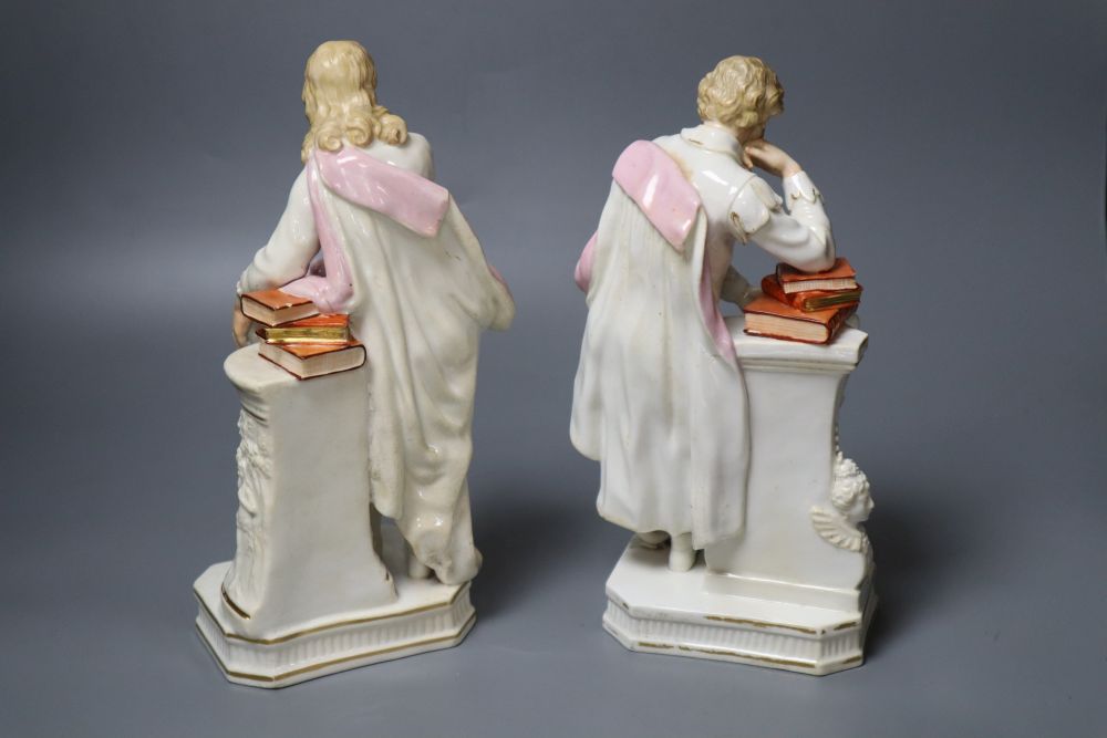 A pair of Derby figures, Shakespeare and Milton, early 19th century, height 25cm